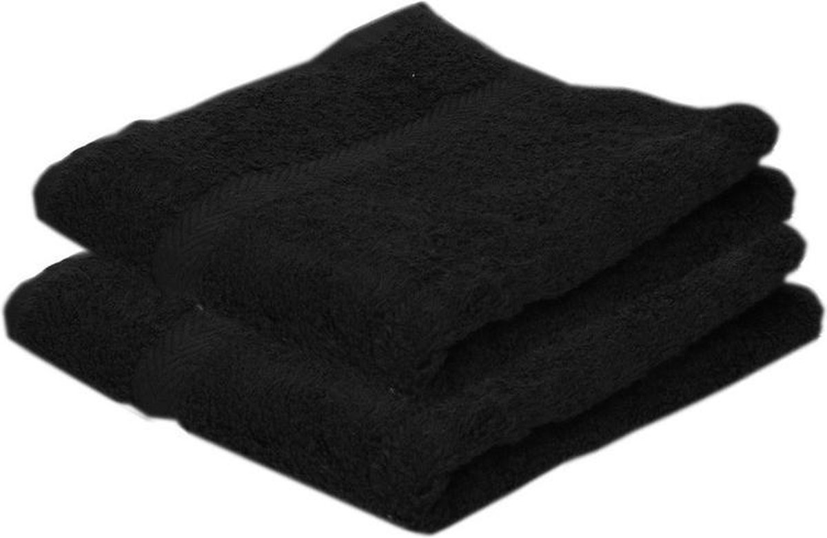 2x Voordelige handdoeken zwart 50 x 100 cm 420 grams - Badkamer textiel badhanddoeken