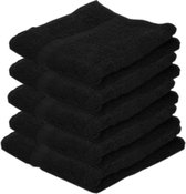 5x Voordelige handdoeken zwart 50 x 100 cm 420 grams - Badkamer textiel badhanddoeken