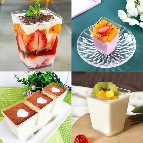 Plastic PS beker Kristal Dessert of ijs 230ml 9,4cm (50 stuks