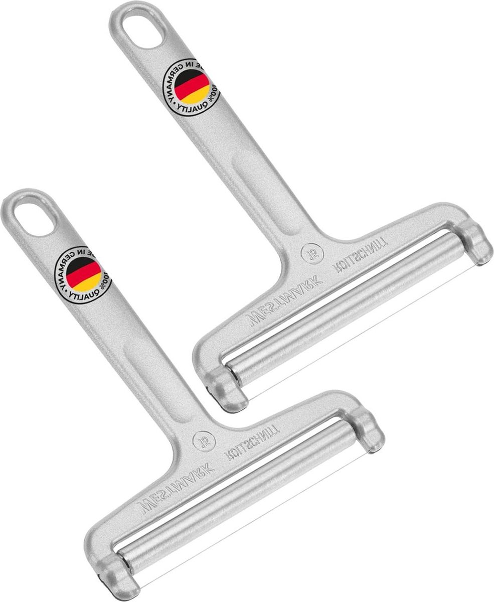 2 kaasschaven met rol- en snijdraad variabele snijdikte roestvrijstaal aluminium Rollschnitt zilver