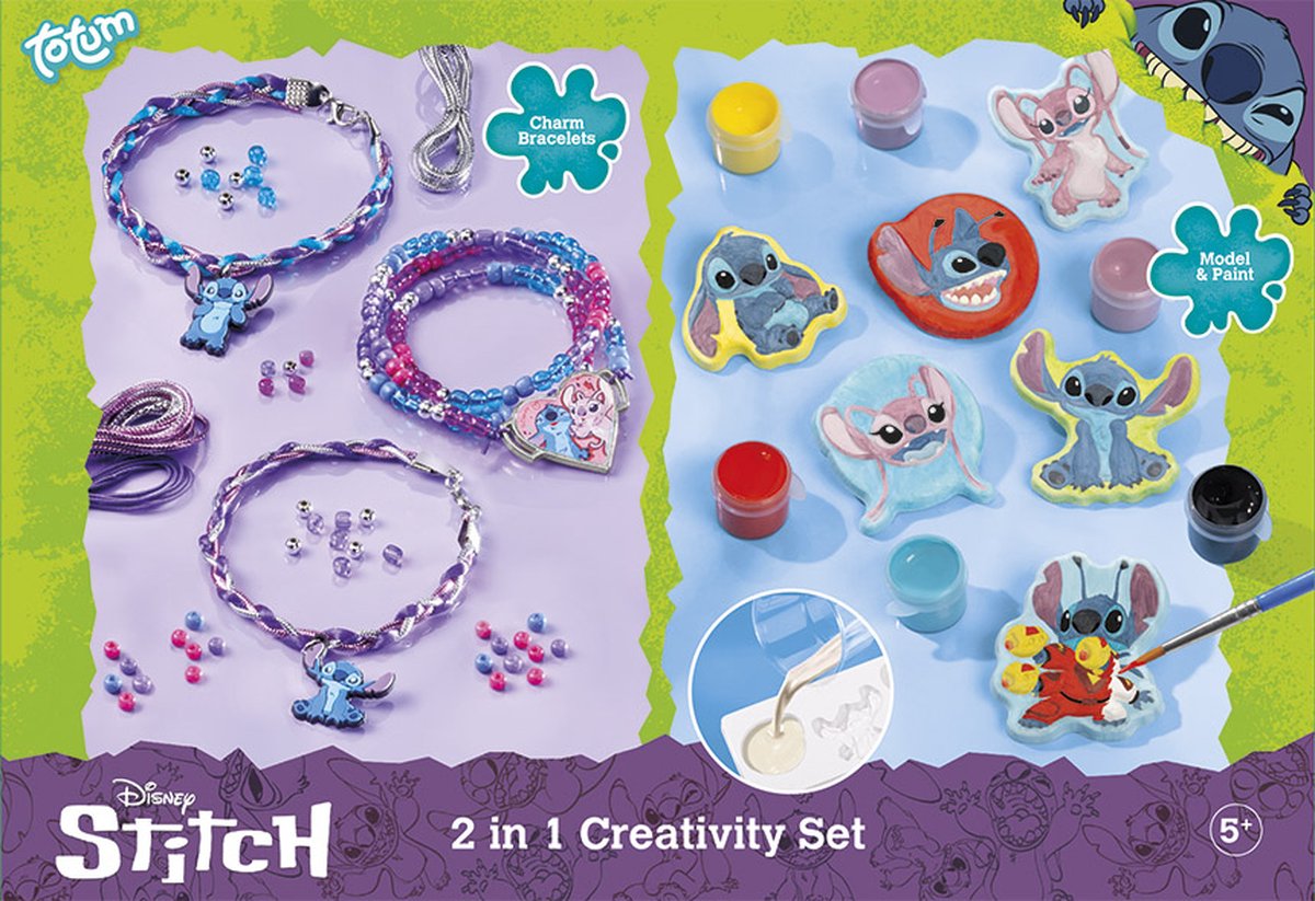 Disney Stitch Totum 2 in 1 knutselset armbandjes maken en gips gieten en schilderen - cadeautip knutselen creatief speelgoed meisjes en jongens Lilo & Stitch — afbeelding 17