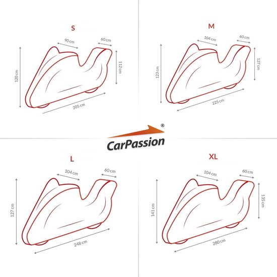 CarPassion Housse de protection pour moto - Imperméable et résistante au gel - Taille S - Grijs - 205 x 90 x 120 cm