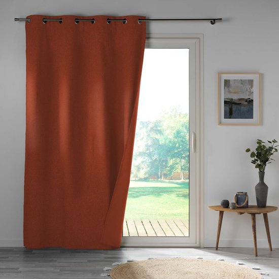 Wicotex - Gordijnen - Kant en klaar - Met ringen - Verduisterend - 140x260cm Kleur Oranje