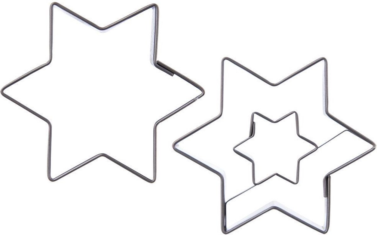 Koekjessnijder Edelstaal Ster 6,3 cm 2 stuks - Vormen - Uitsteekvorm - Cookie - Cutter - Uitsteekvormpjes - Koekjes - Bakken