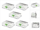 Festool 5 x Systainer T-LOC SYS 1 TL mallette à outils gris clair connectable (497563)