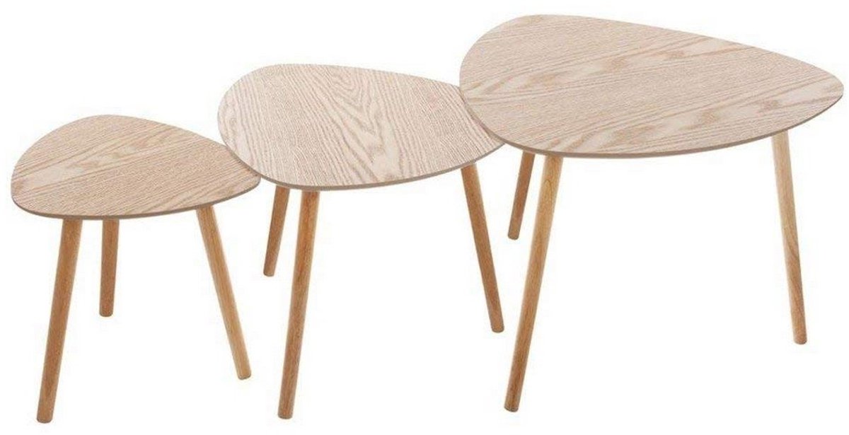 Atmosphera Design Atmosphera Set van 3 bijzettafels hout naturel - Salontafel - Tafel - Hout Beige