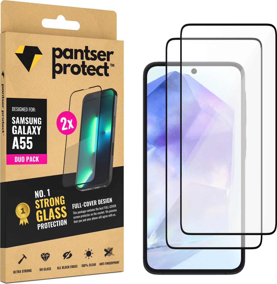 DUO-PACK - 2x Pantser Protect™ Glass Screenprotector Geschikt voor Samsung Galaxy A55 - Case Friendly - Premium Pantserglas - Glazen Screen Protector