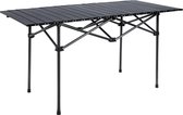 Metalen Rechthoekige 120cm Vouwtafel met Roll-up Tafelblad voor Camping - Zwart