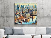 Acryl rotterdam schilderij | Rotterdam's skyline in vibrant acrylic colors, a true masterpiece | Kunst - 100x100 centimeter op Forex | Foto op Forex