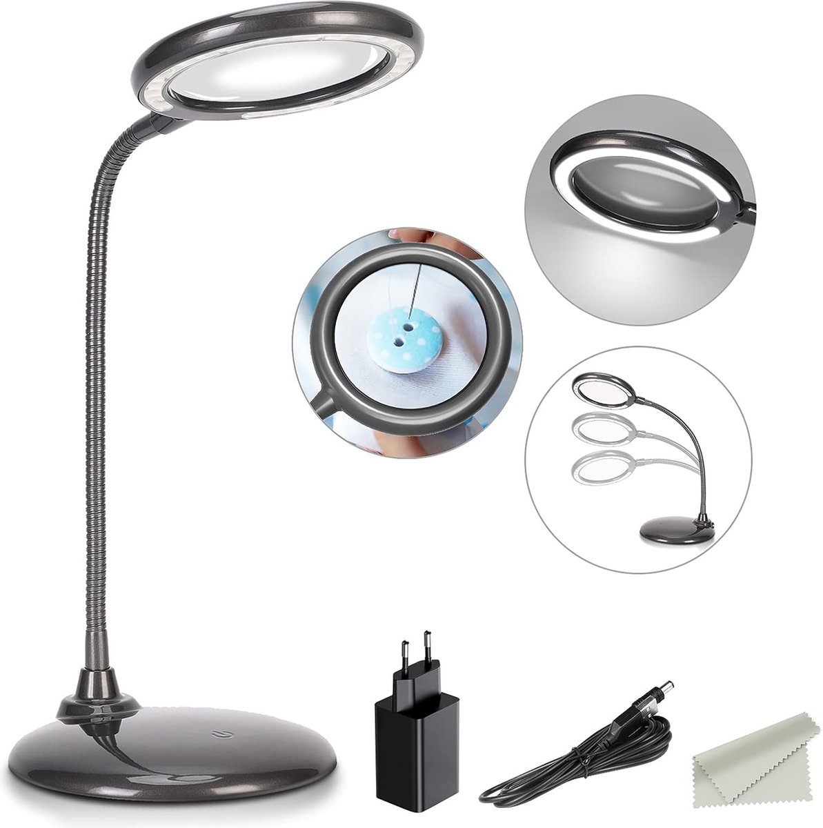 Dimbare vergrootlamp - 28 LED-verlichting - 3X handsfree vergrootglas met licht - hobby's ambachten werkbank Vergrootglas met licht