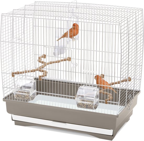 Cage à oiseaux Imac irene 3 taupe / blanc (50X30X48 CM)