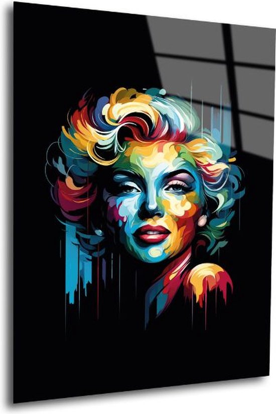 Indoorart - Glasschilderij abstract Marilyn 60x90 CM - Afbeelding op plexiglas - Inclusief montagemateriaal