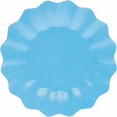 Givi Italia Feestbordjes/gebaksbordjes - schulprand - 8x - turquoise blauw - rond - papier/karton - 21 cm - kinderfeestje