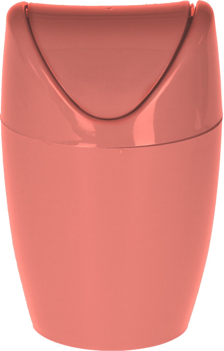 Goedkoopste Excellent Houseware Mini prullenbakje - rood - kunststof - met klepdeksel - keuken aanrecht/tafel model - 1,5 Liter - 12 x 17 cm