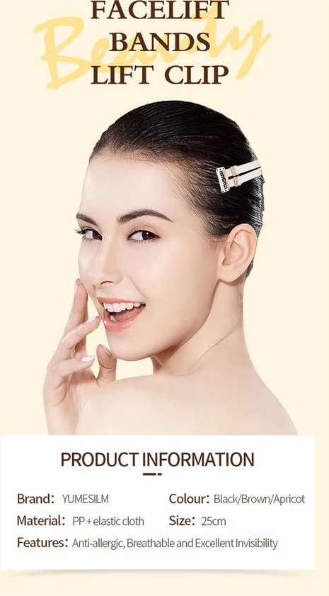 Foto: Onzichtbare dubbel elastisch face lifting band invisible wrinkle lifting elastic band adjustable instant face lifting for woman zwart beige bruin blond brunette