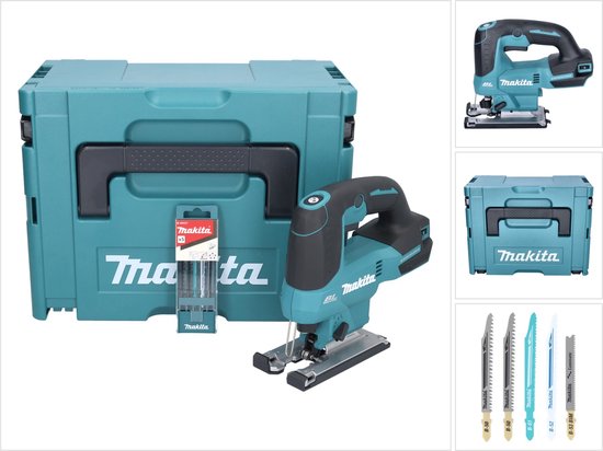 Foto: Makita djv 184 zj accu decoupeerzaag 18 v borstelloos 5 delige decoupeerzaagbladenset makpac zonder accu zonder oplader