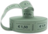 CombiCraft Consumptiebonnen op rol met eurobedrag - 1,50 in groen, verpakking met 5000 bonnen