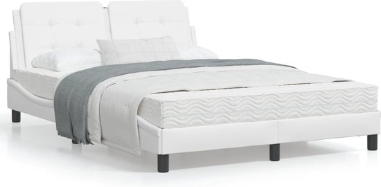 vidaXL-Bedframe-met-hoofdbord-kunstleer-wit-140x190-cm