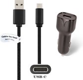 OneOne 2.1A Auto oplader + 1,2m USB C kabel. Autolader adapter past op o.a. Samsung Galaxy F41, F42, M10s, M11, M12, M13, M13 5G, M20, M21, M21s, M30, M30s, M40, M42, S8, S8+, S9, S9+