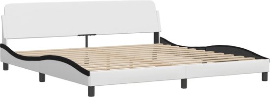 vidaXL - Bed - met - matras - kunstleer - wit - en - zwart - 200x200 - cm