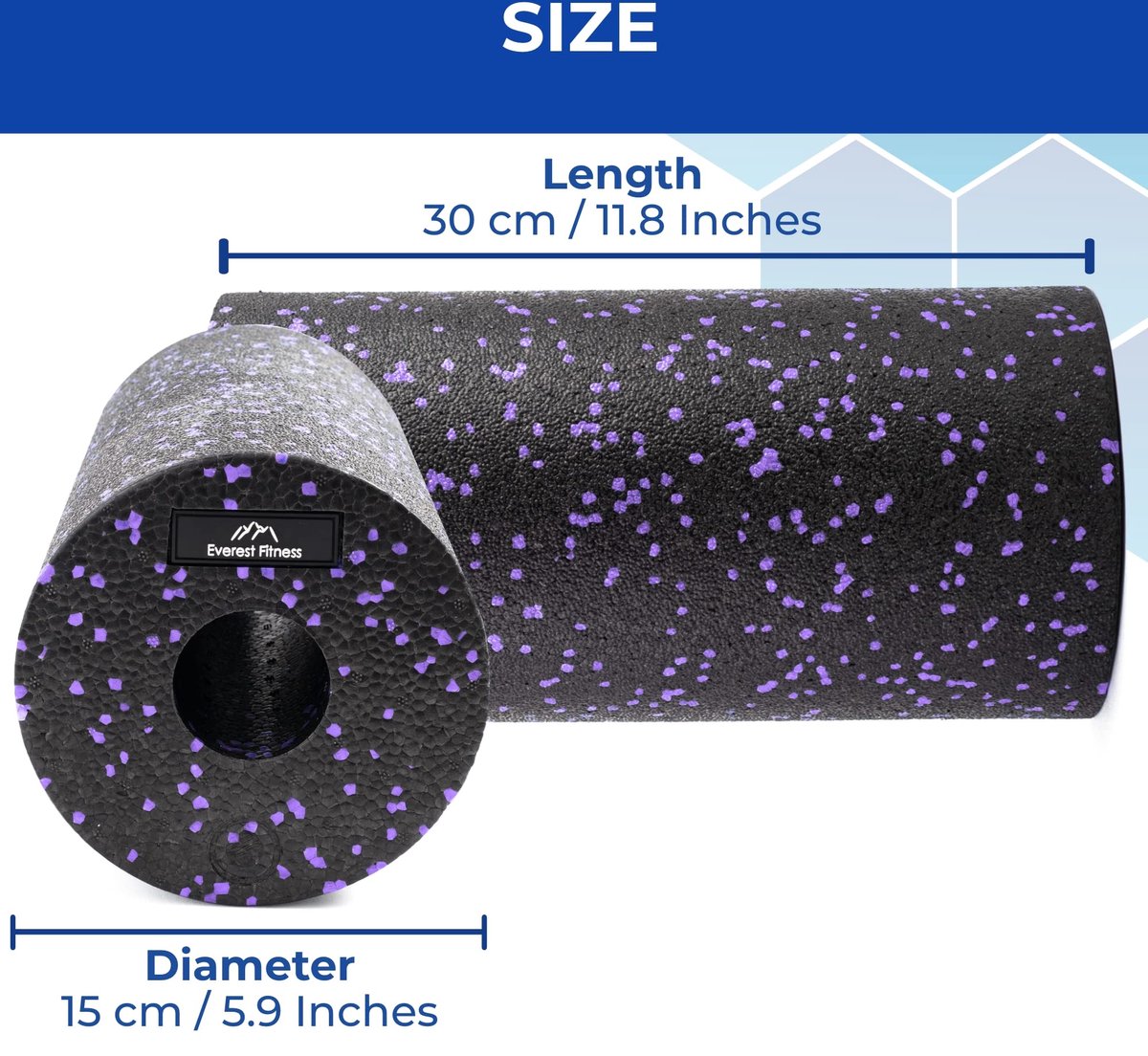 EVEREST FITNESS foam roller massage 30 cm - Medium tot harde massage roller - Met tas en oefeningen boek - Voor tijdens of na sport - Ter ontspanning thumbnail 2