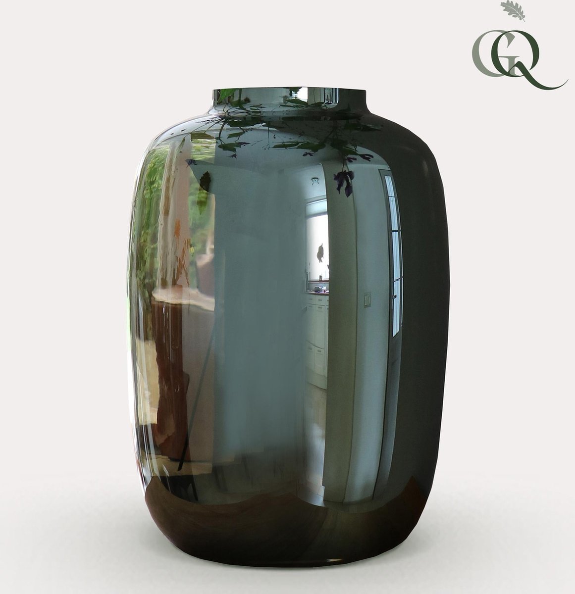 Green Harmony - Vaas glas - M - H35 W25 - Artic - Grey