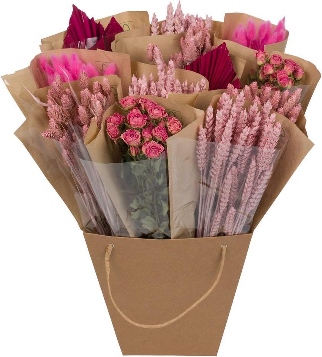 Green Harmony - Droogbloemen - Dried Mono Mix - Pink - 50cm