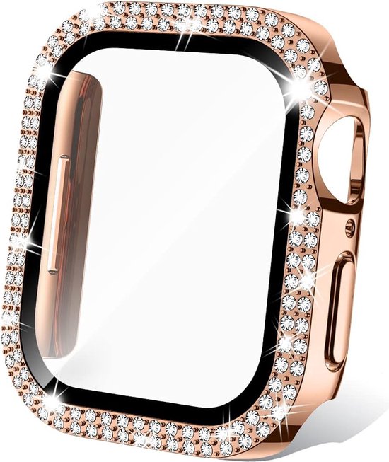Bracelet magnétique élégant compatible avec Apple Watch Series 9/8/7 45 mm – Or rose – Bracelet fin en maille milanaise en maille métallique avec 1 PC à Glitter, fermeture magnétique, bracelets élégants pour iWatch 45 mm Series 9 8 7