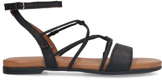 Zwarte leren sandalen hotsell