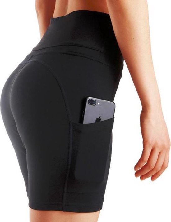 Jumada's - Korte Sport Legging - Zakken - Hardlopen - Boksen - Yoga - High Waist - Zwart - Maat M van Jumada's — afbeelding 3