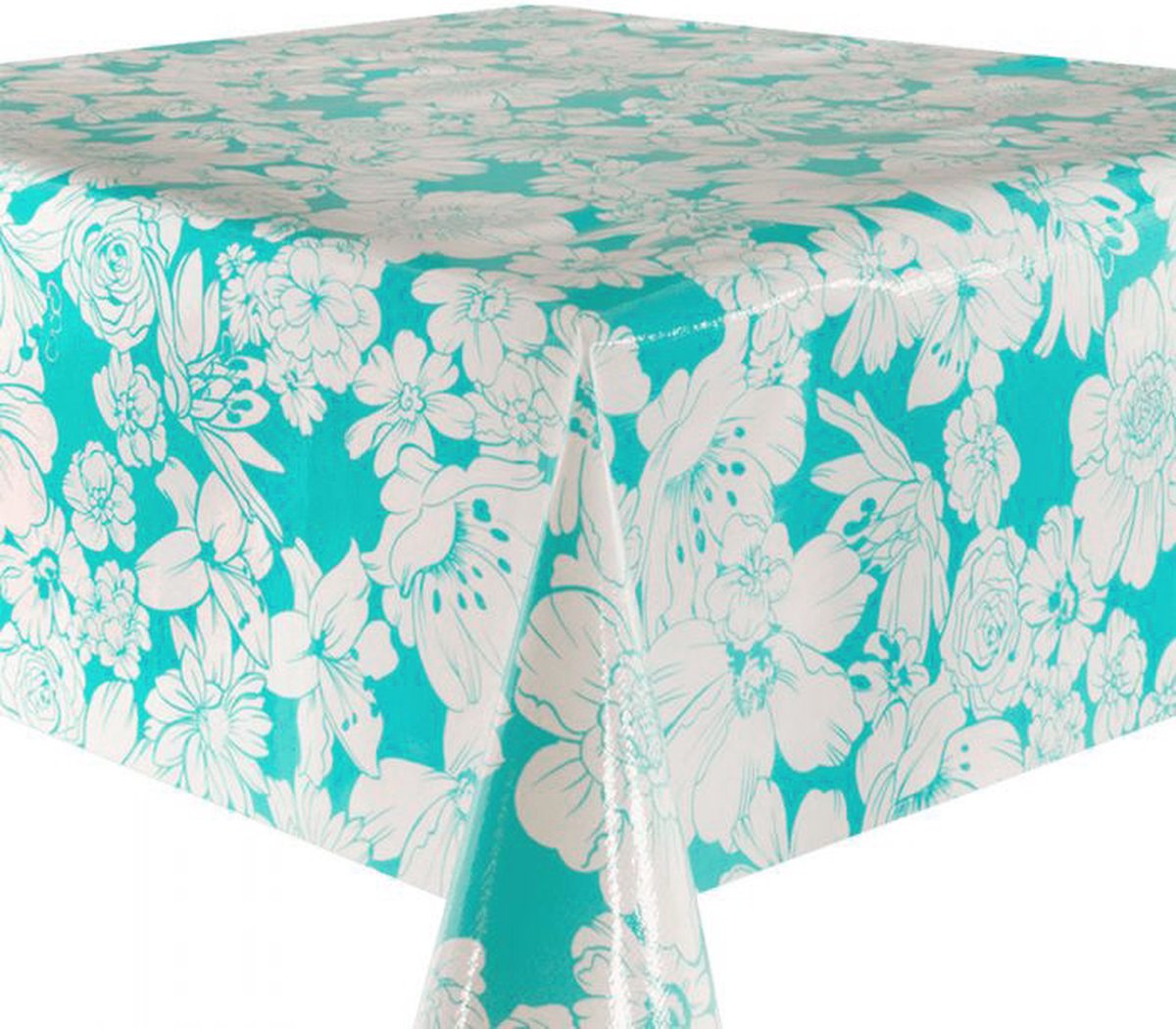 Mexicaans Tafelzeil Vintage flower - 120 x 250 cm - Mintgroen