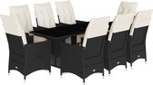 vidaXL - 9 pièces - Ensemble de jardin - poly - rotin - noir