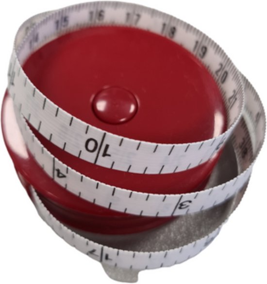 rolmaat 150 cm - oprolbaar met druk op knop - rood - 5,5 cm ...