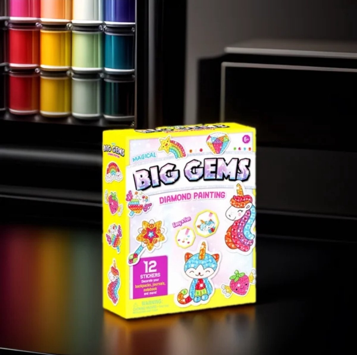 12 Diamond painting stickers doe-het-zelf voor kinderen creatieve diamantmozaïek knutselset genummerd