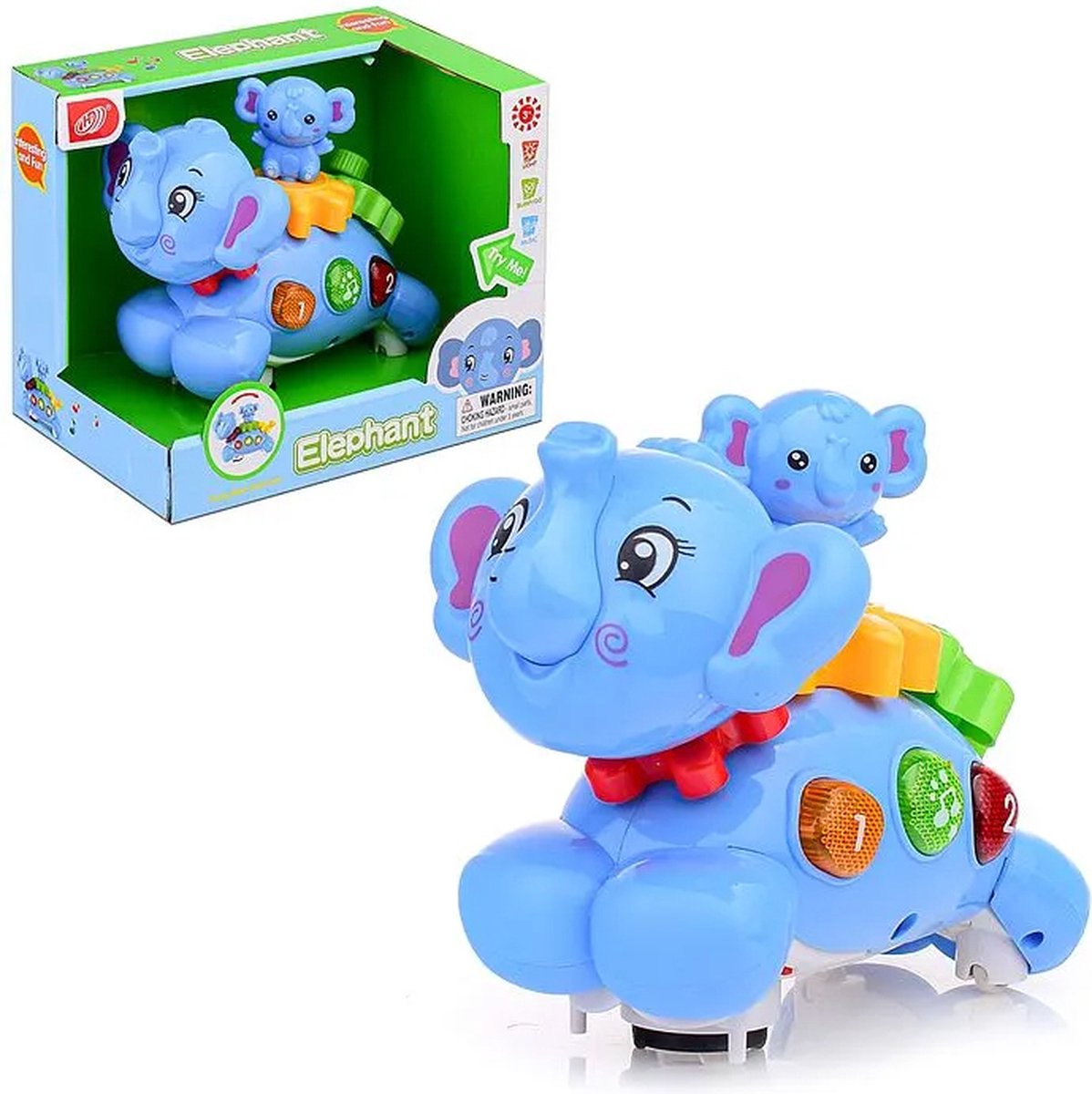 Elephant - Schommelende olifant - interactief - maakt geluiden en kan bewegen (incl. batterijen)