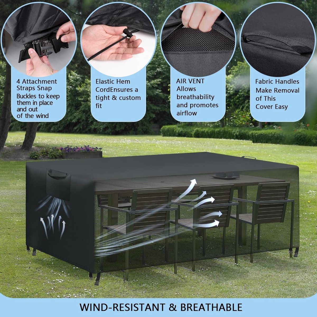 Afdekkingen voor tuinmeubelen, 200 x 70 x 75 cm (l x b x h), waterdicht, winddicht, 420D Oxford, stofdicht, afdekking voor tuinbank, afdekking voor rechthoekige tafel