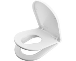 Universele wc-bril gezins-wc-bril met softclose-D-vorm en snelle ontgrendeling - gemakkelijk schoon te maken wit - Ibergrif$product M41001-2 Toiletbril voor kinderen