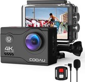 Bol.com COOAU Action Cam 4K 30FPS 20MP WiFi PC Camera Fotocamera per Casco Subacquea 40M Impermeabile Videocamera EIS Telecomand... aanbieding