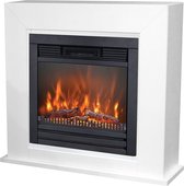 Bol.com Xaralyn Adra elektrische haard met Lucius - Witte MDF haardombouw - 1400 Watt verwarming - afstandsbediening aanbieding