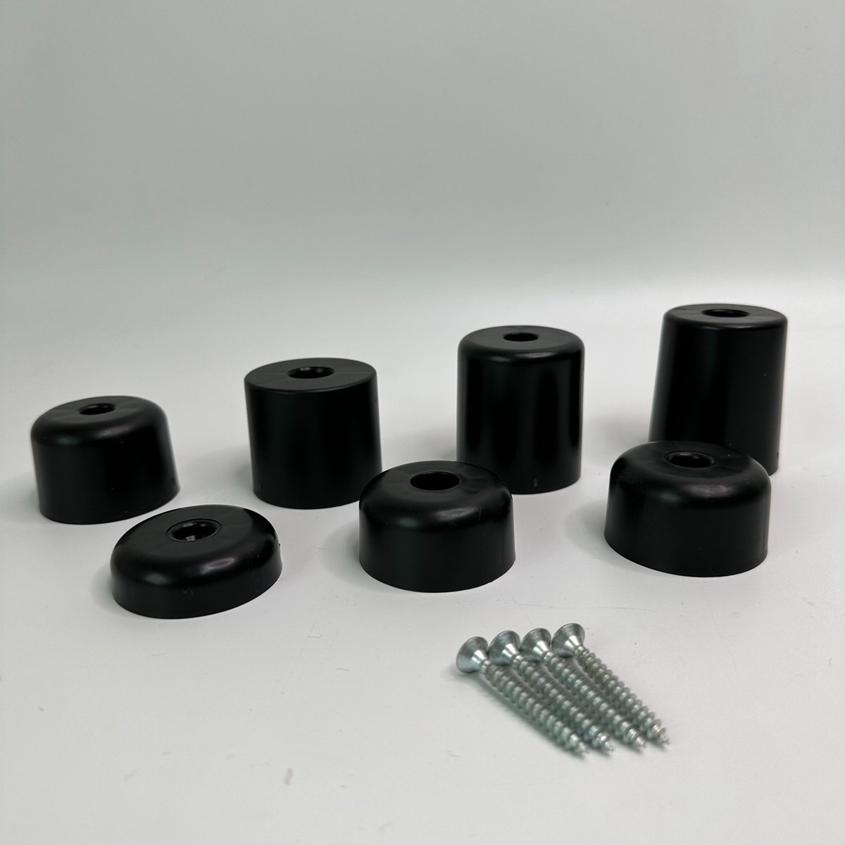 MGM Trading - Set van 4 - Zwart - Kunststof - Meubelpoten - 45 mm Hoog, Ø 50 mm, Inclusief Schroeven