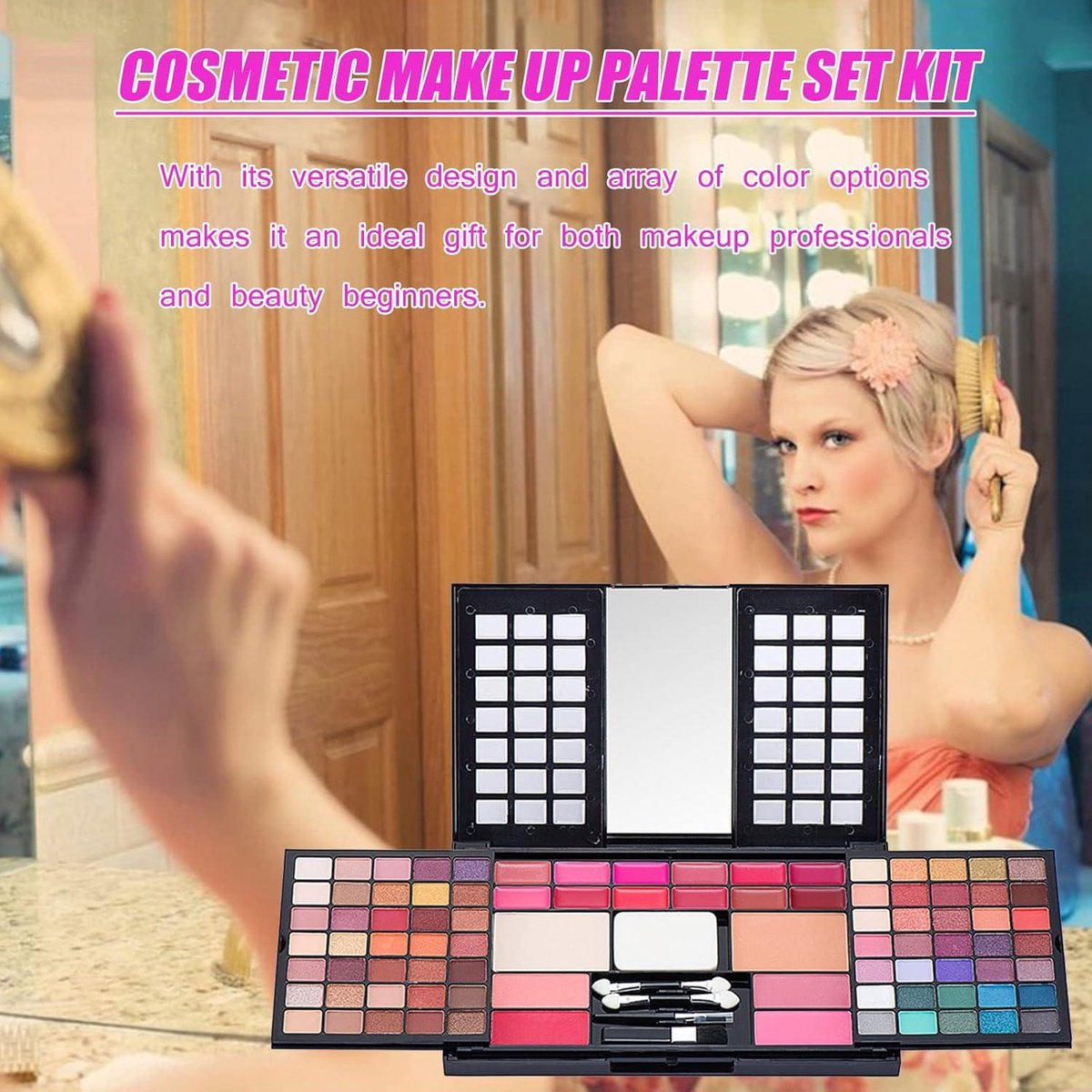 Complete Make-upset Cosmetica schoonheid make-uppalet mat glitter oogschaduwpalet voor dames Complete Make up koffer