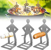 Bol.com BBQ-worsthouder van Roestvrij Staal 3PCS - Staande Man Barbecuerek - Draagbaar en Geschikt voor Buiten Kamperen aanbieding