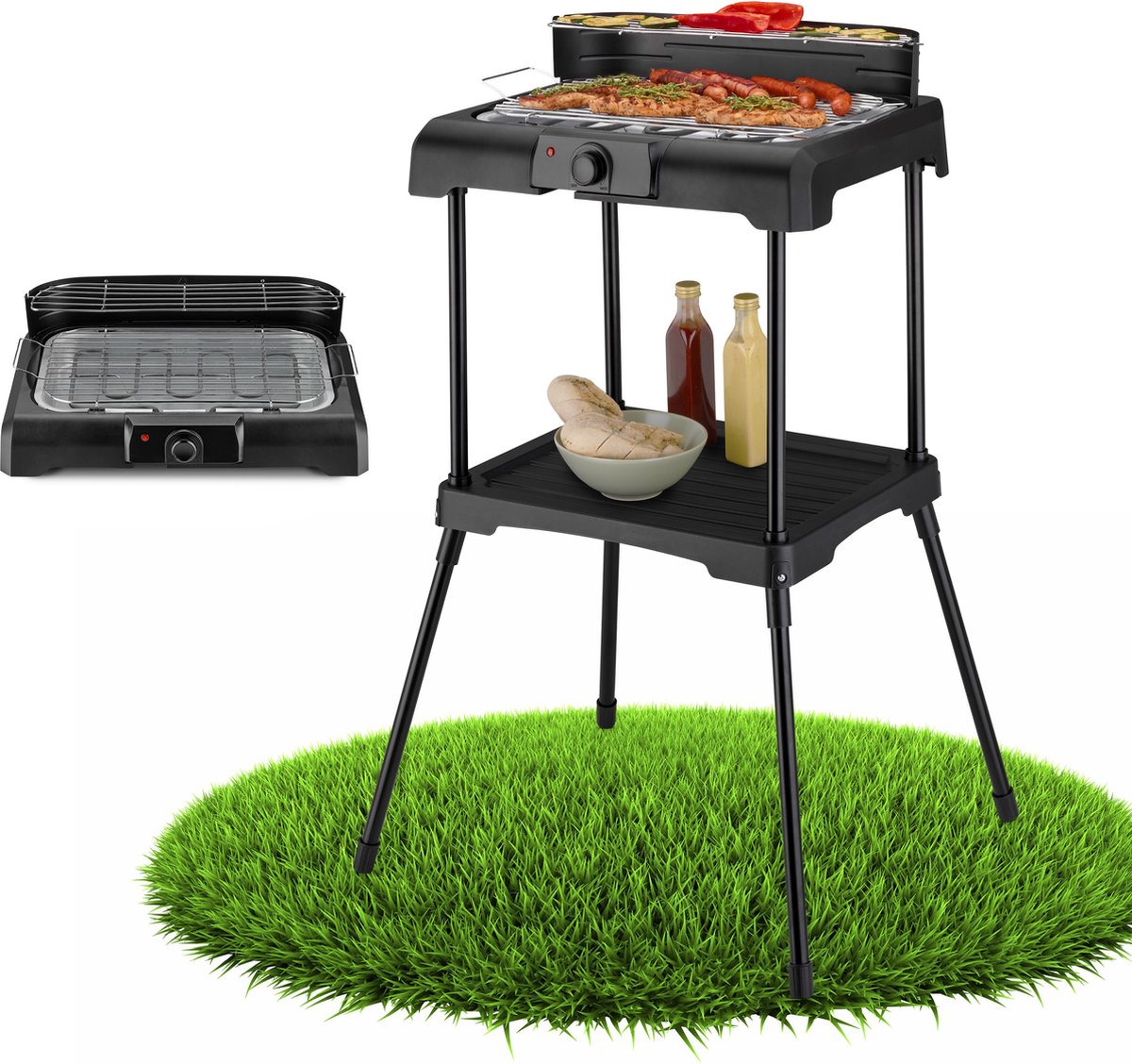 TZS FIRST AUSTRIA Elektrische BBQ met Grillplaat 2200 W Grilloppervlak 39.5 x 24cm Zwart
