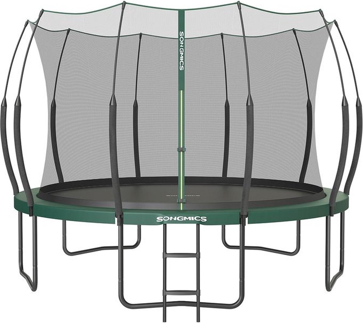 Trampoline – Met vangnet en trap – Ø366 – Zonder veren – Groen
