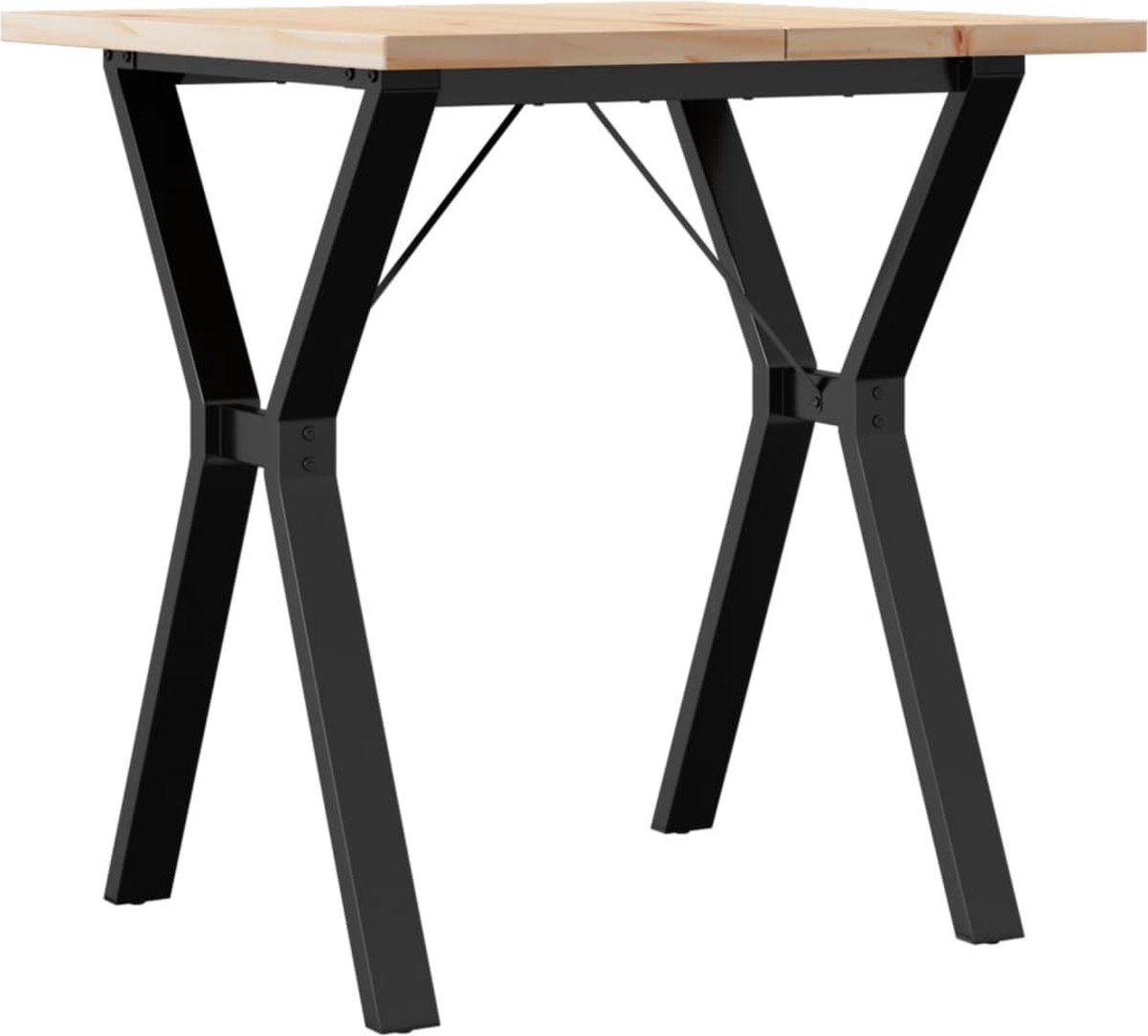 vidaXL Eettafel - Y-frame - 70x70x75,5 - cm - massief - grenenhout - en - staal Bruin