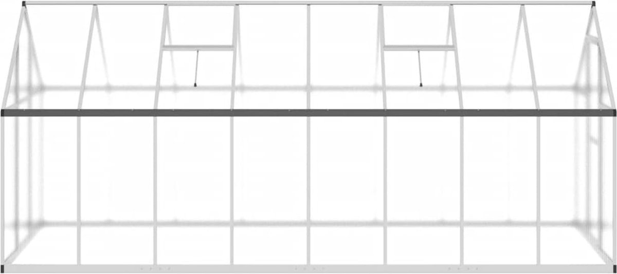 VidaXL Tuinkas met basisframe 445x169x195 cm aluminium zilverkleurig