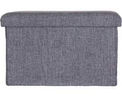 Opvouwbare Opbergkruk - Antraciet - 76 x 38 x 38 cm - Zitkruk met Gewatteerd Deksel Opbergbox Tuinkussenbox