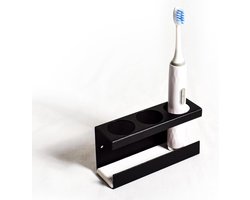 Tandenborstelhouder aluminium zelfklevend - elektronische tandenborstels - roestvrij - wandmontage - gezinnen - zwart - 3-voudig Toothbrush Holder
