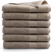 DoubleDry Hotel BadHanddoeken 70 x 140 cm - Set van 6 - 100% Zacht Katoen 500 g/m2 - 6x Beige Taupe
