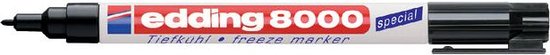 Edding 8000 special vriesmarker, zwart met rode en witte details.